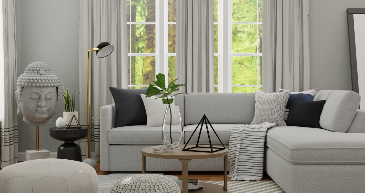 Modern Zen Living Room - Modern Zen Living Room Interior White Sofa And