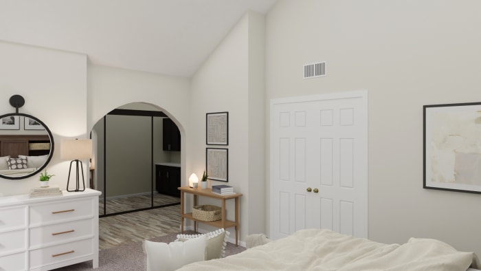 Get Inspiration From Bookcase Headboard A Serene Transitional Bedroom Design By Spacejoy Maiden oak headboard by serene is made from american solid honey oak. spacejoy