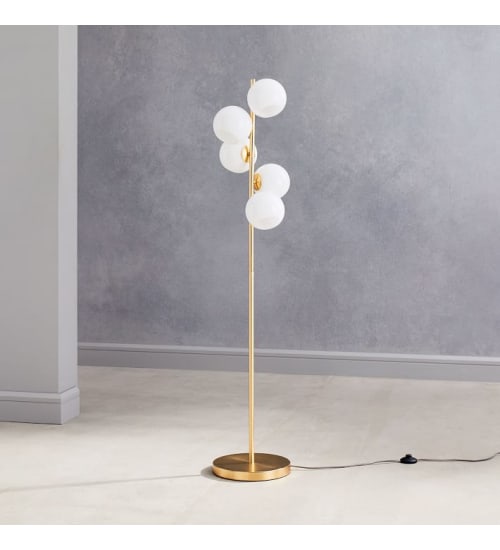 Sphere Stem 2 Light Floor Lamp Spacejoy Sphere Stem 2 Light Floor Lamp Spacejoy, Sphere Stem Floor Lamp Brass Milk Glass 2 Light