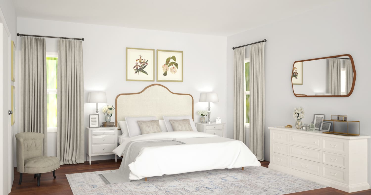 Check Bedroom design review created for Caroline by Spacejoy