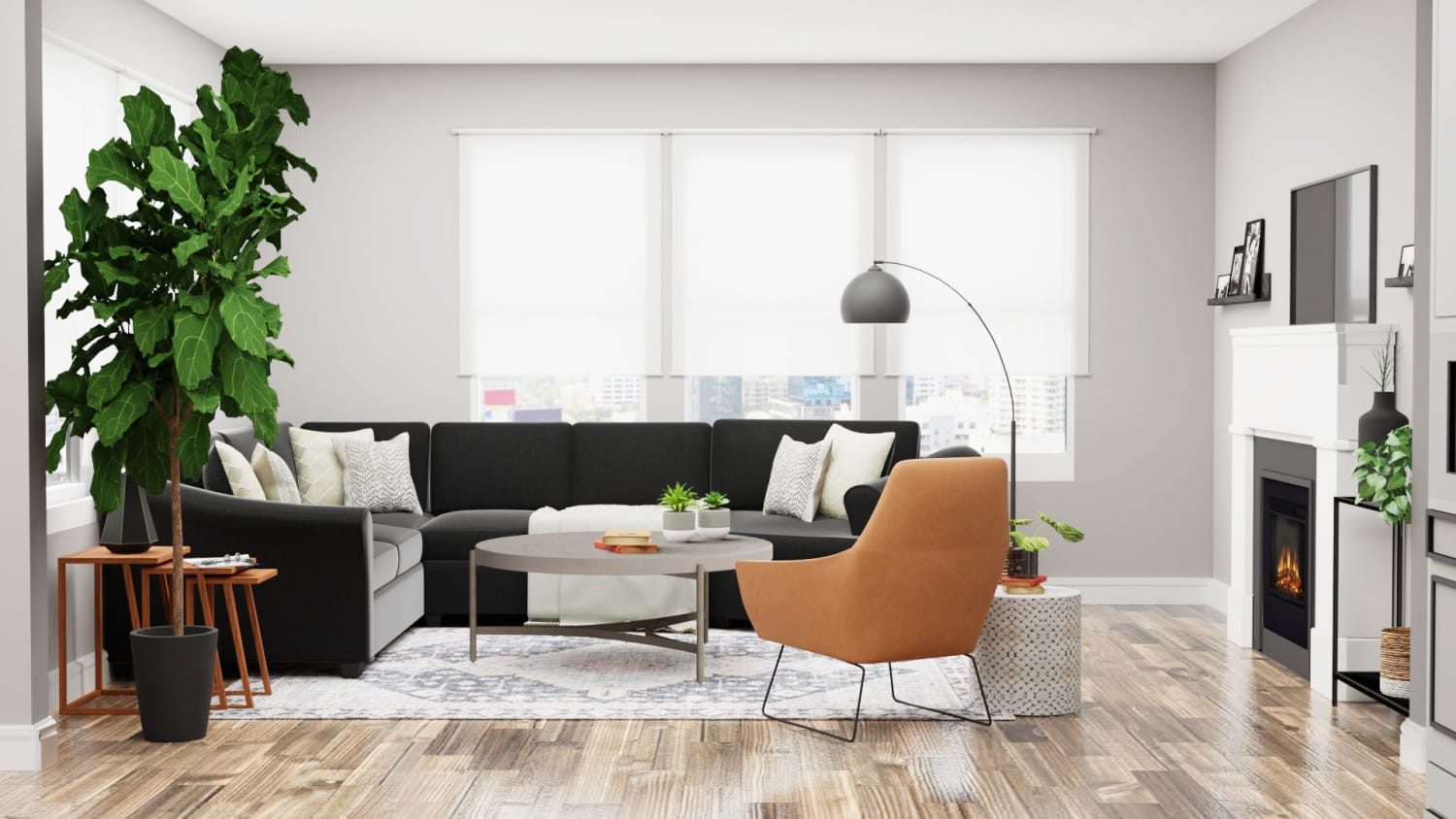 Living Room Minimalist Modern / 3d Rendering White Minimal Modern