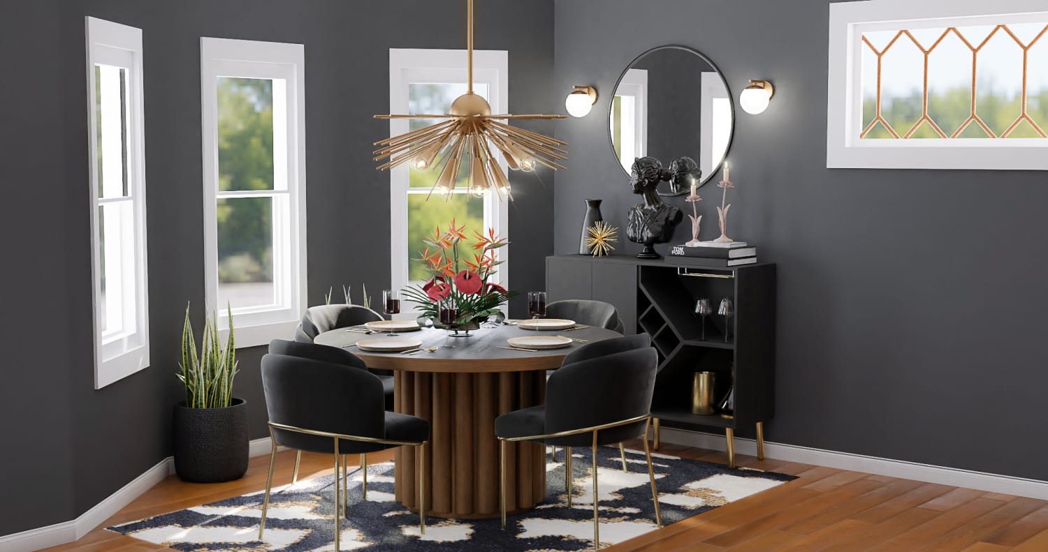 Art Deco Dining Room Table / Luxurious Trendy Dining Room Interior In