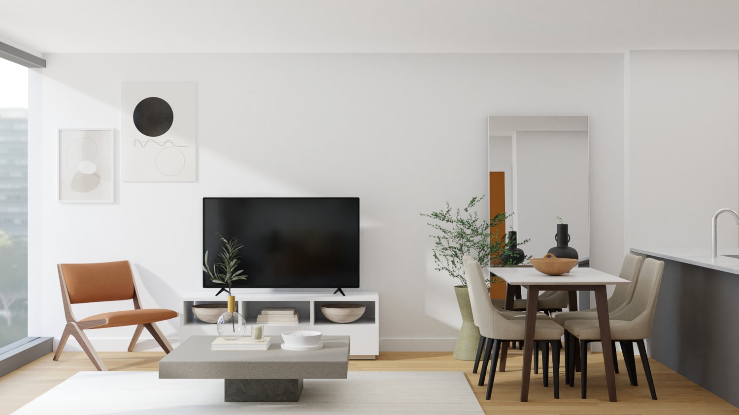 Industrial Yet Warm Living-Dining Room