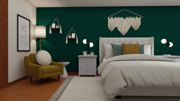 Get Inspiration From A Glam Emerald Green Boho Bedroom Design By Spacejoy