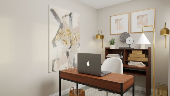 Home Office Design with a pop of pink Home office design with a pop of pink