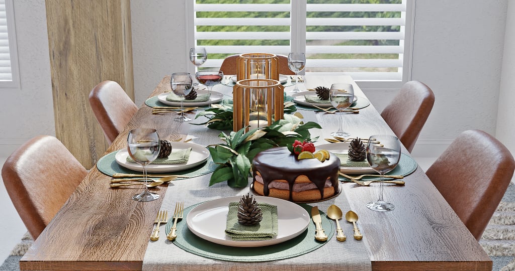 Gold and Green Holiday Tablescape