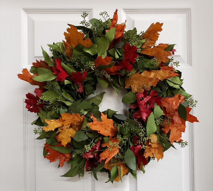 Dried Fall Leaves and Salal Wreath