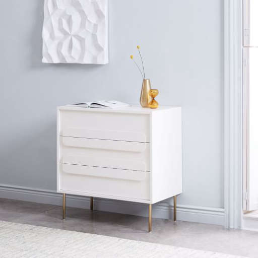 Gemini 3 Drawer Dresser White Lacquer