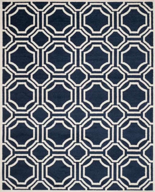 Maritza Power Loomed Navy Ivory Area Rug