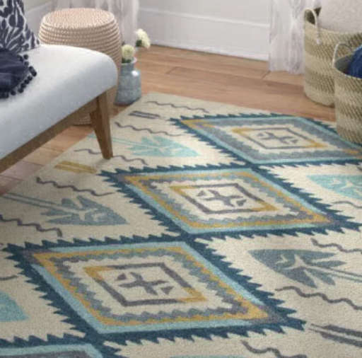 Pascal HandTufted Aqua Area Rug 5' x 8'