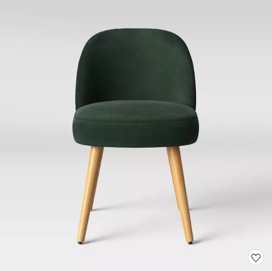 velvet chair with wooden legs