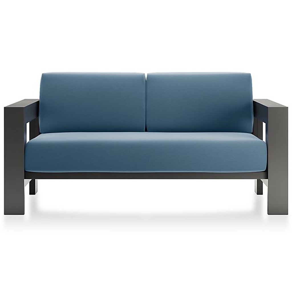 Walker Metal Loveseat with Sapphire Sunbrella Cushions