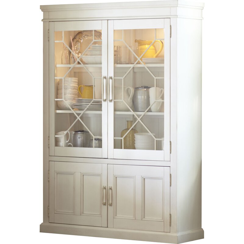 Lisbon Solid Rubberwood Lighted China Cabinet