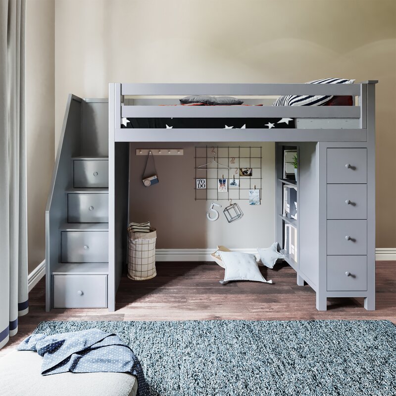 Ayres Twin Loft Bed with Drawers and Shelves