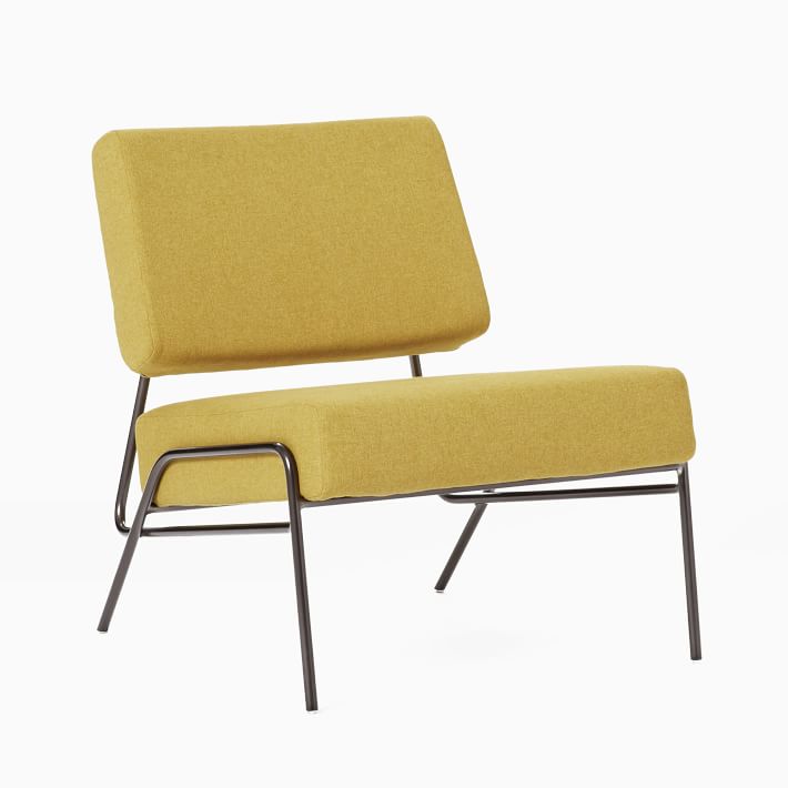 Wire Frame Slipper Chair Dark Horseradish Flannel