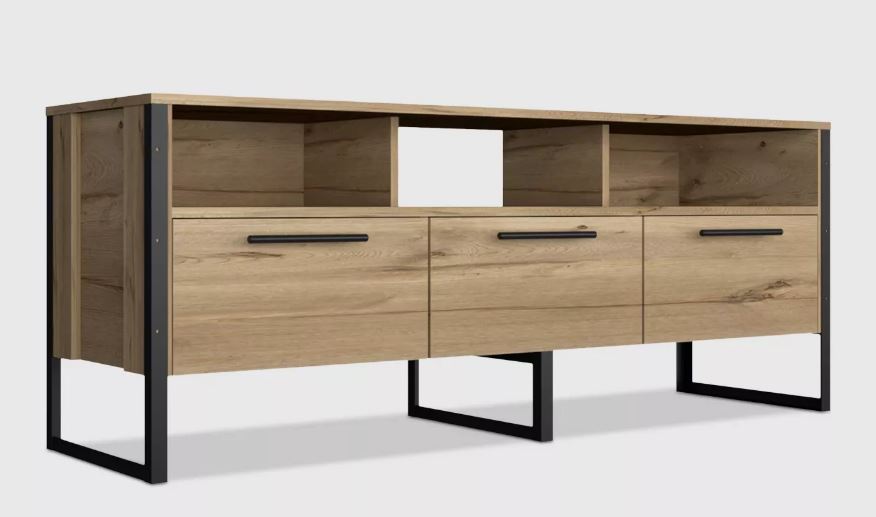Emery 3 Drawer Media Console Table Light Wood