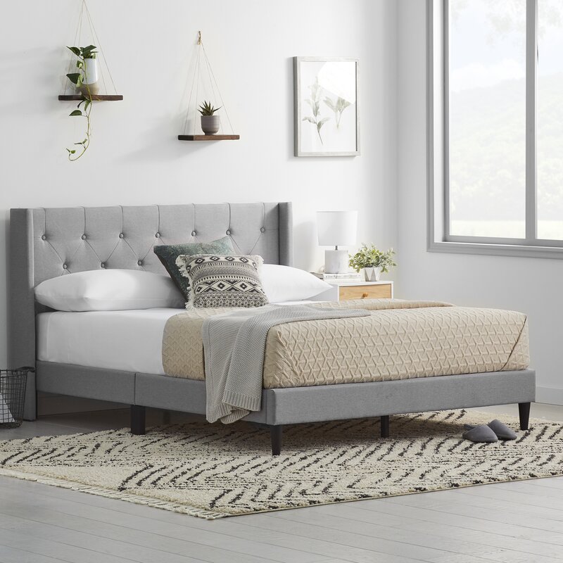 Peterson tufted upholstered platform bed deals