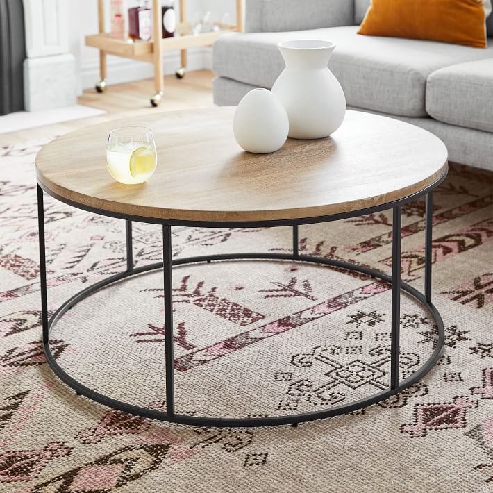 Streamline Round Coffee Table Whitewashed Mango Wood