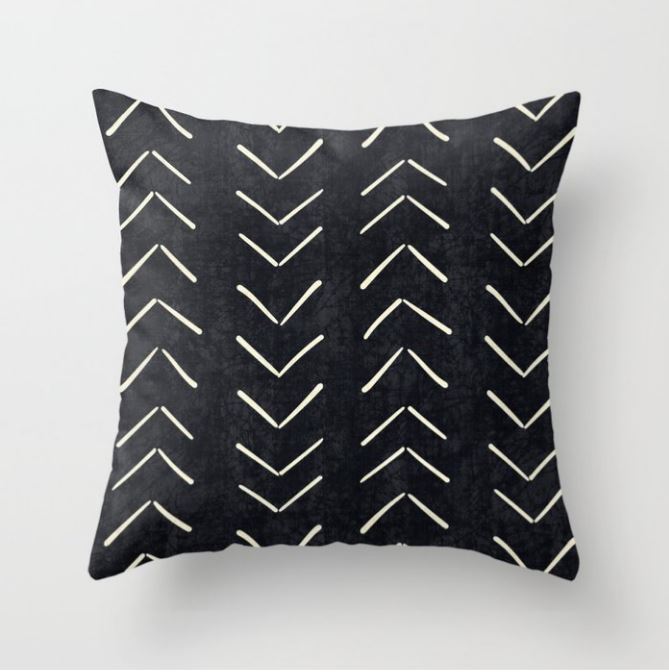 Mud Cloth Big Arrows Cream Throw Pillow by ARTStudio88design