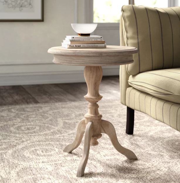 Corsair Solid Wood Pedestal End Table