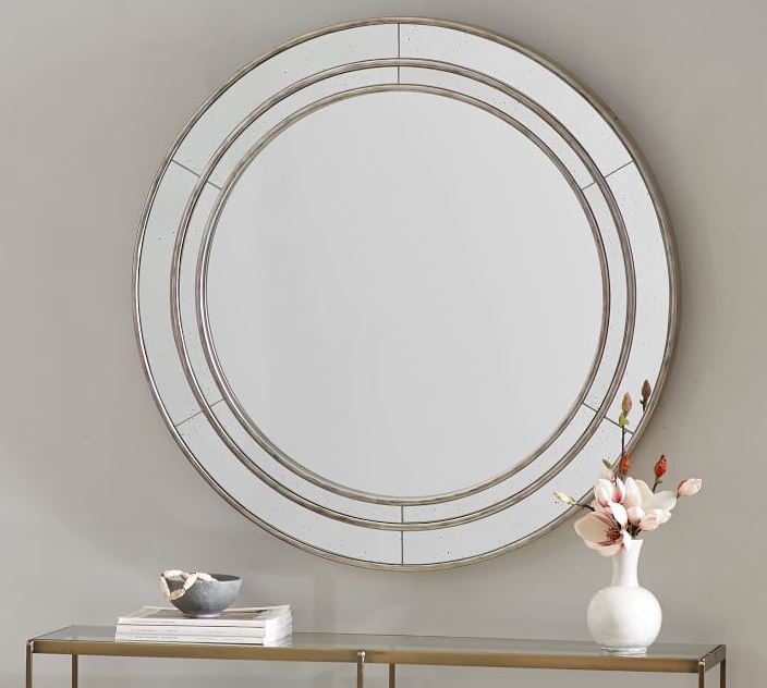 Marlena Round Antique Glass Frame Wall Mirror