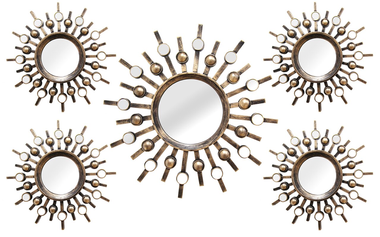 Beelu 5 Piece Burst Mirror Set