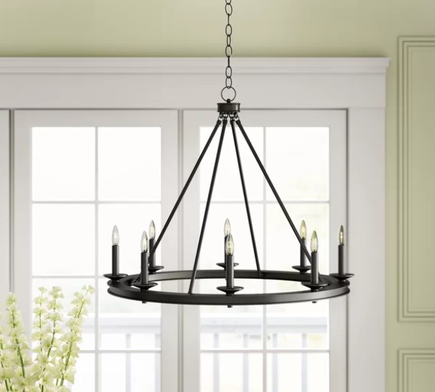 Hantsport 8 Light Wagon Wheel Chandelier