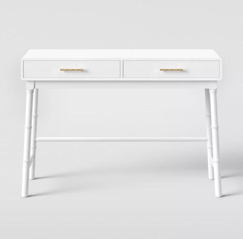 Oslari Wood Writing Desk with Drawers White