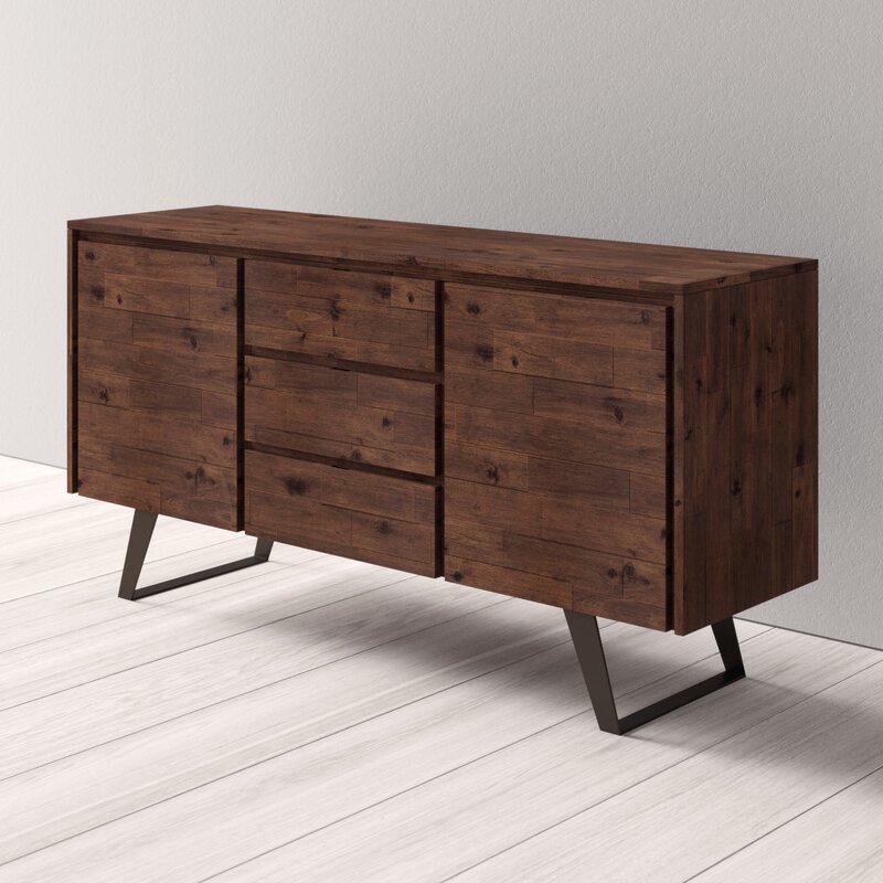 Midway 3 Drawer Acacia Wood Buffet Table