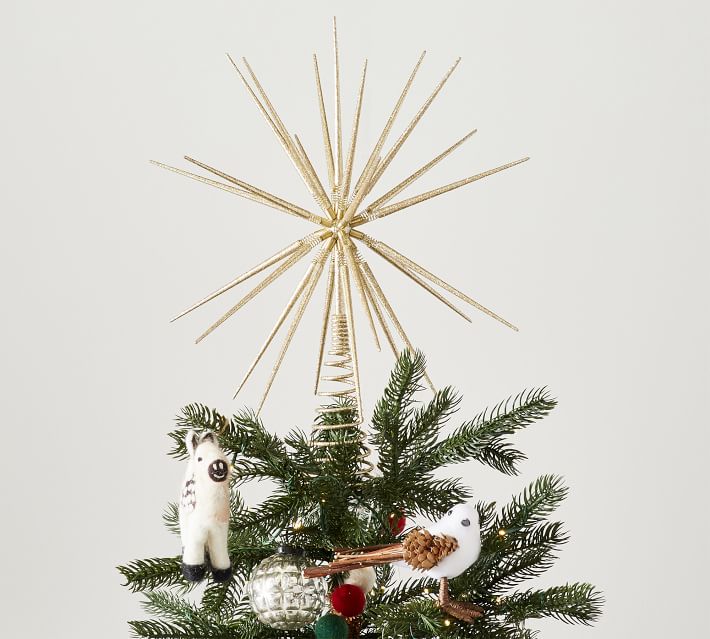 Kraft & Glitter Gem Starburst Tree Topper - Gold