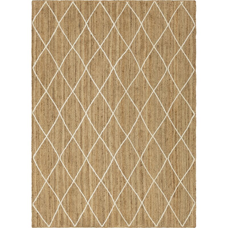 Geometric Braided Jute NaturalIvory Indoor Outdoor Area Rug8'x11'