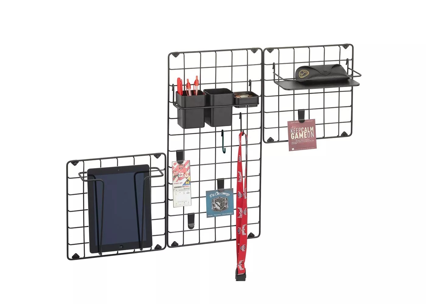 mDesign Metal Grid Modular Hanging Storage Organizer