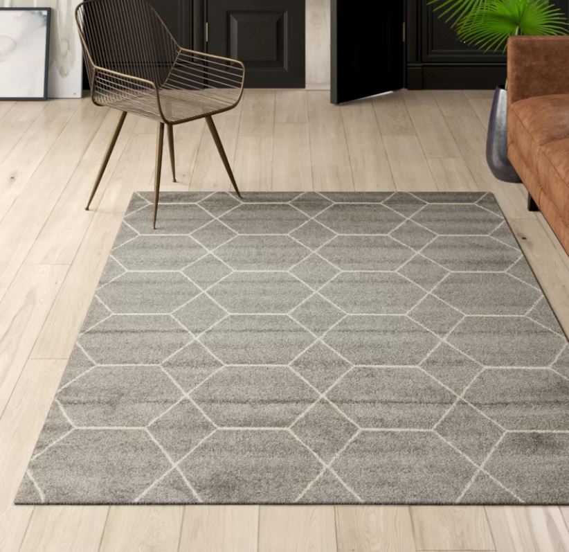 Elborough Geometric Light Gray Area Rug10'x8'