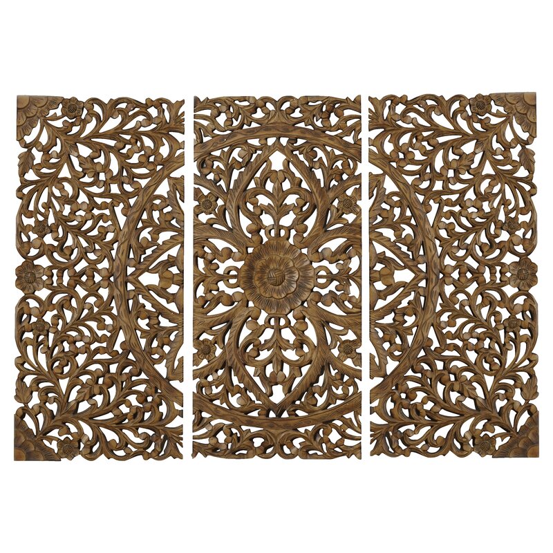 3 Piece Brown Wood Wall Decor Set