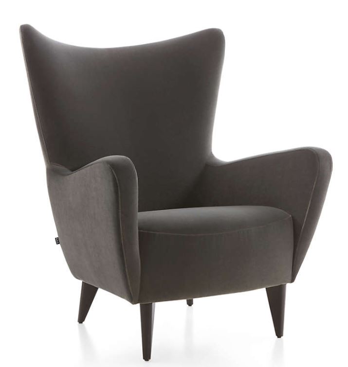 Elsa Grey Velvet Wingback Chair