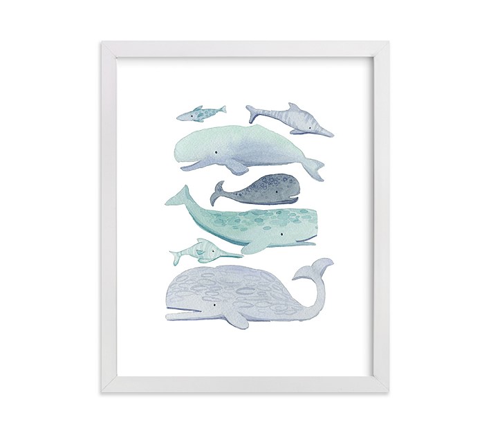 Minted Blue Whales Wall Art by Kelsey Carlson