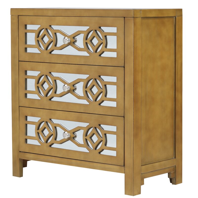 Sylvania 3 Drawer Mirrored Accent Chest