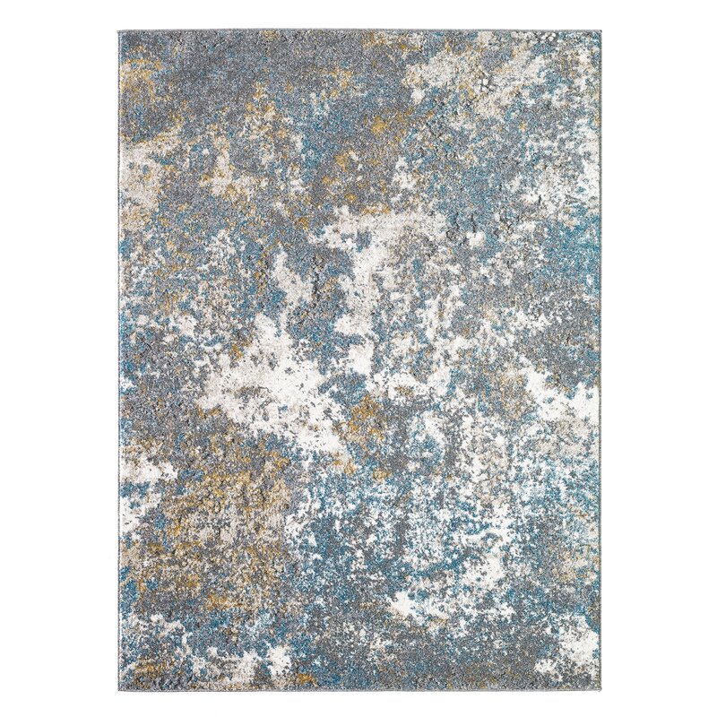 Omie Abstract Turquoise Area Rug7'6"x10'5"