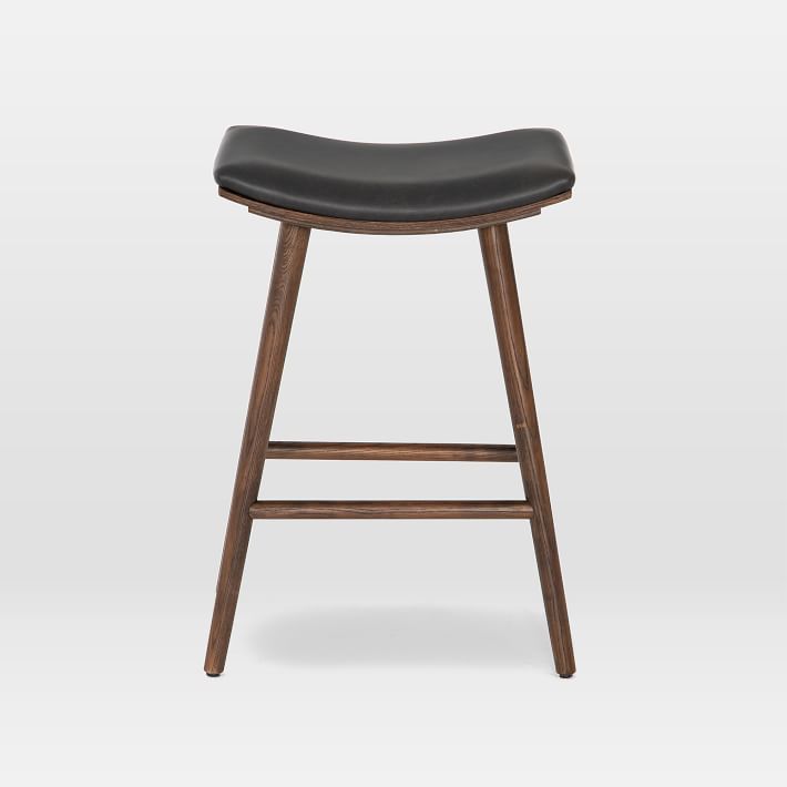 Oak Wood Upholstered Counter Stool