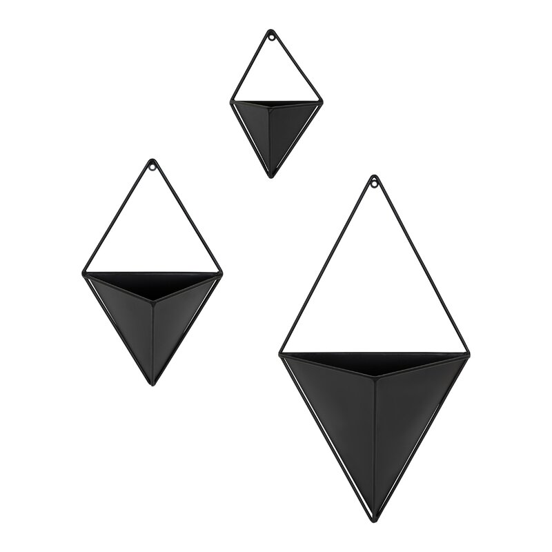 Black Anding 3 Piece Geometric Wall Planter Set