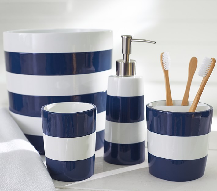 Navy Stripe Toothbrush Holder