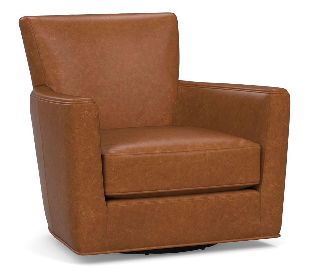 Irving Square Arm Leather Swivel Glider