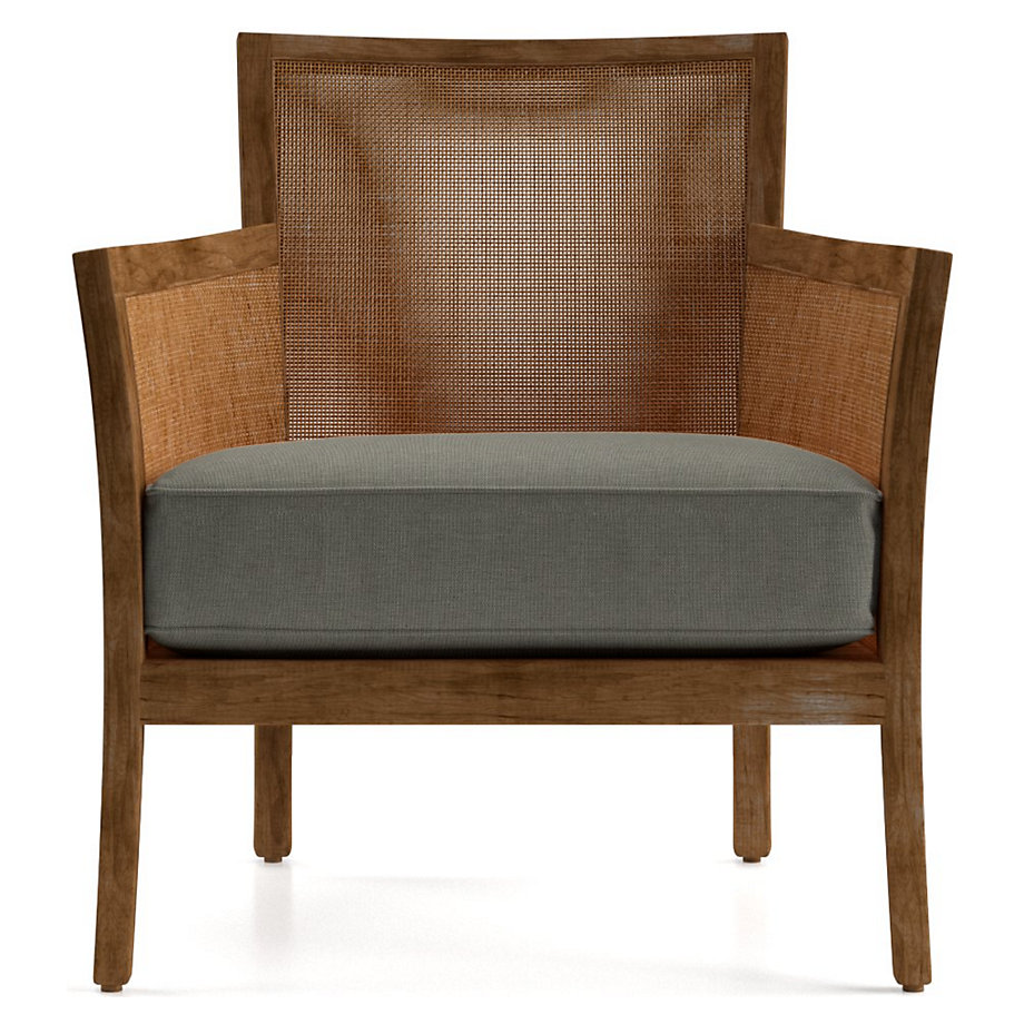 Blake Light Brown Rattan Accent Chair with Fabric Cushion