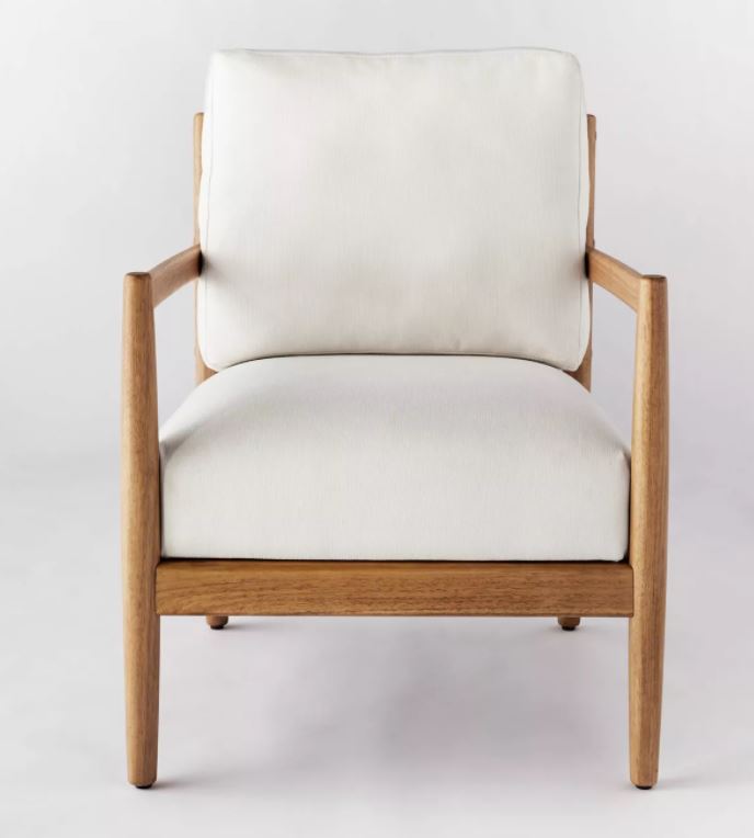 THRESHOLD LADDER BACK WOOD ARM ACCENT CHAIR CREAM