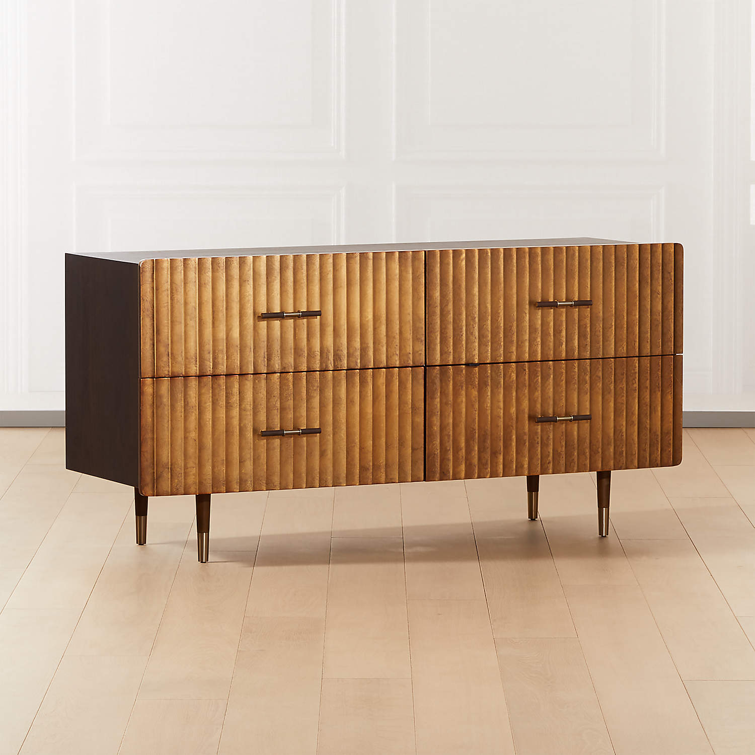 CRIMPED GOLD LEAF LOW DRESSER