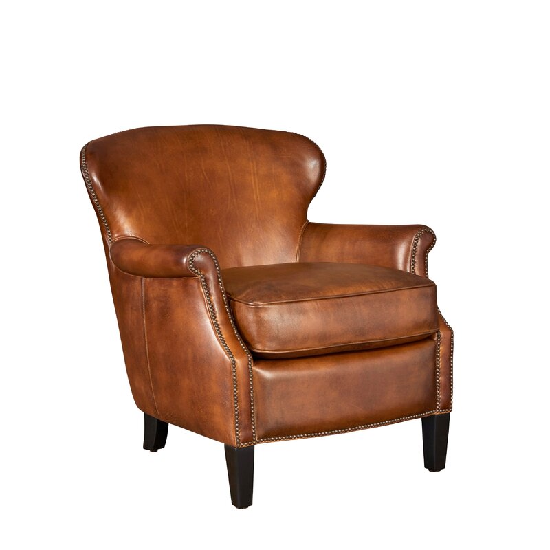 Sylva Wide Genuine Leather Top Grain Leather Club Chair