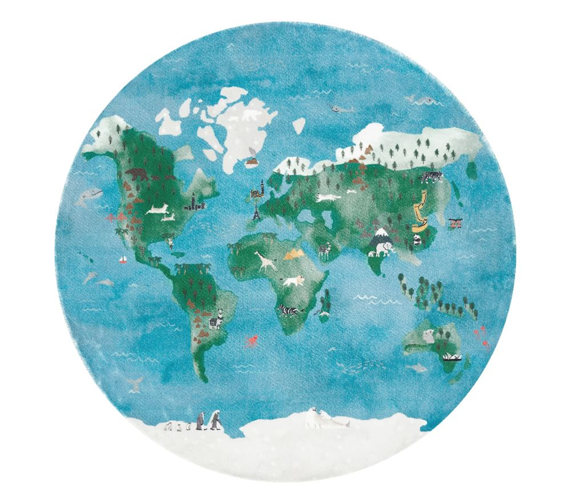 World Map Round Rug