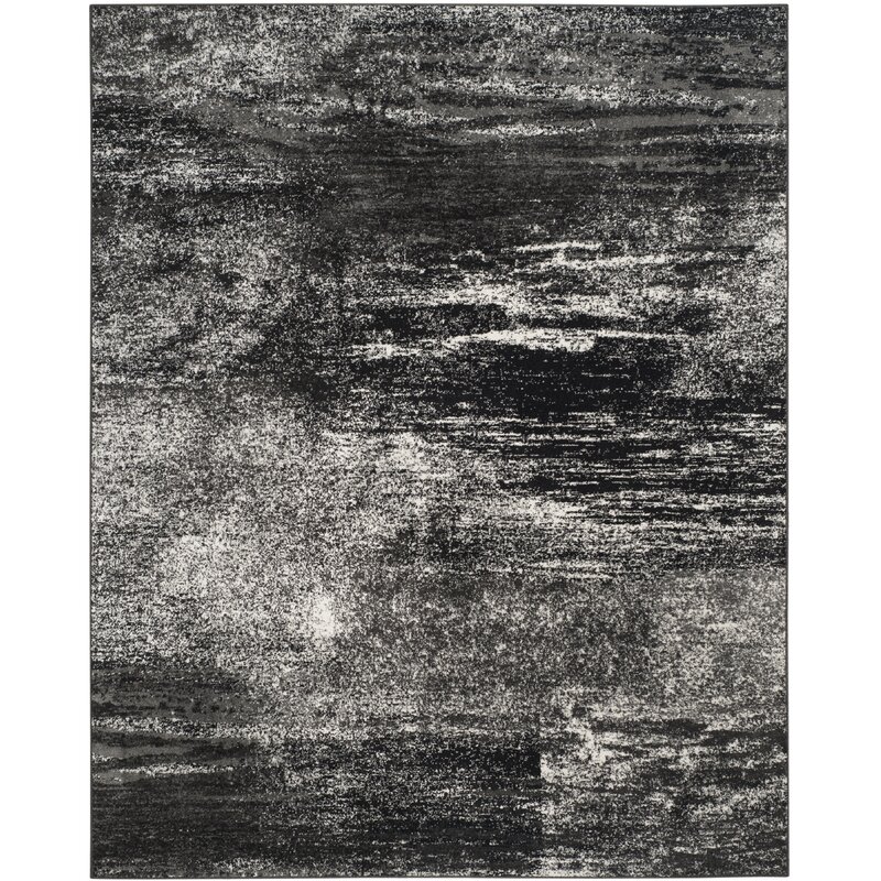 Costa Mesa Abstract Silver Black Area Rug