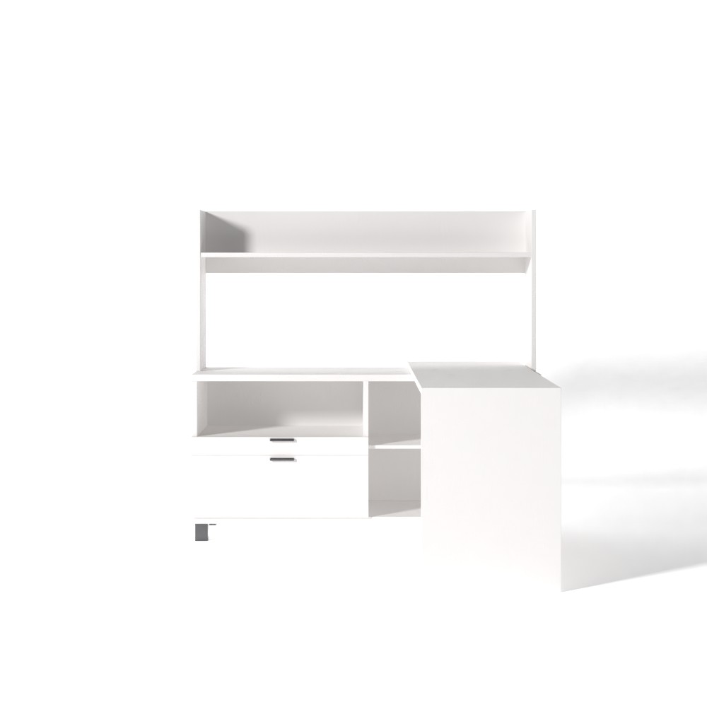 DeSandre Reversible L Shape Metal Leg Executive Desk with Hutch