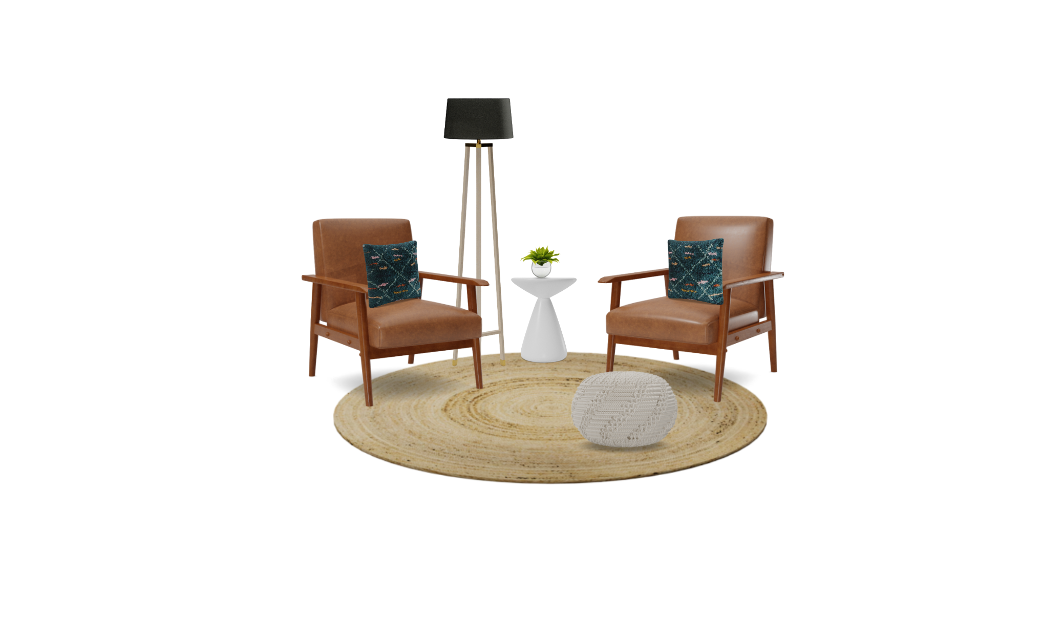 Mid century modern chairs in a boho eclectic living room Spacejoy